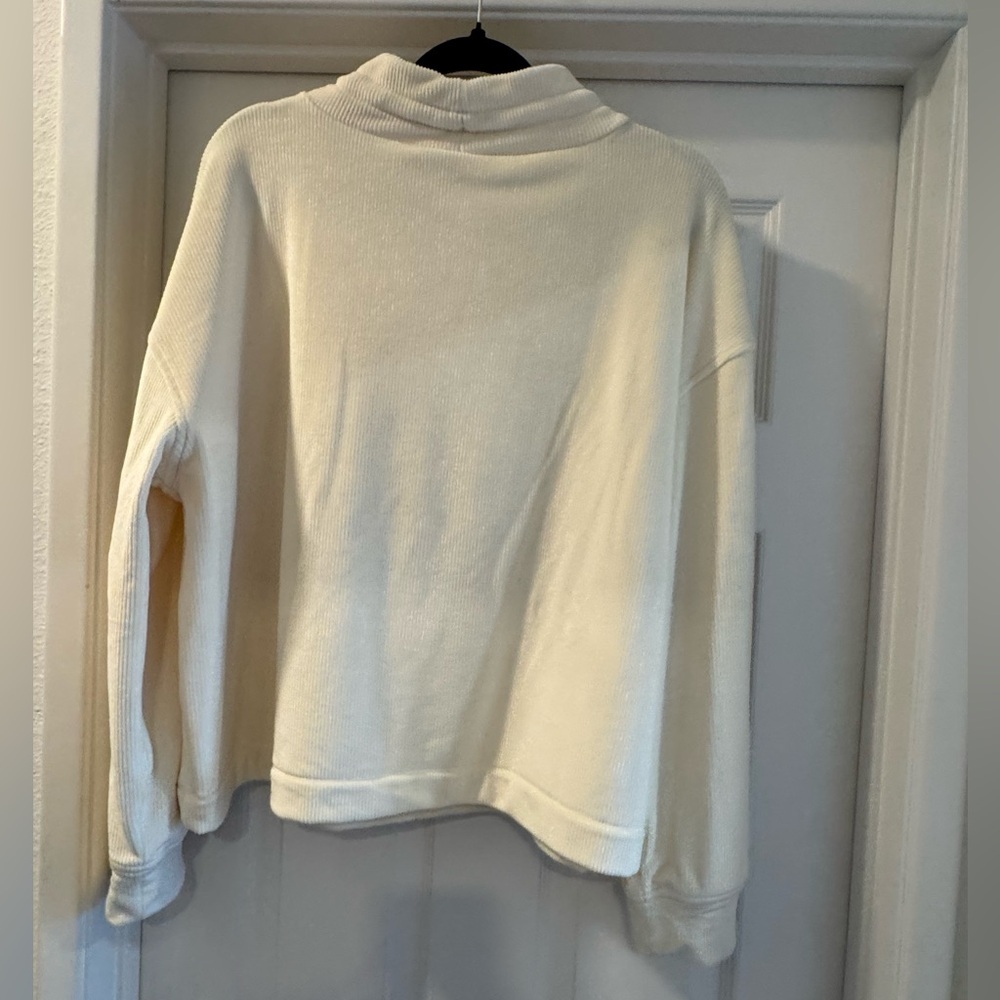 Lou & Grey Ribbed Velour Drawstring Neck Sweatshirt - Picture 4 of 7